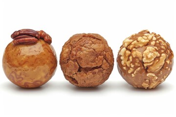 Artistic arrangement of gourmet truffles with intricate designs and smooth finishes, set against a clean background, showcasing a luxurious treat
