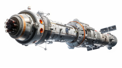 Orbital Space Station 3D Model on White Background