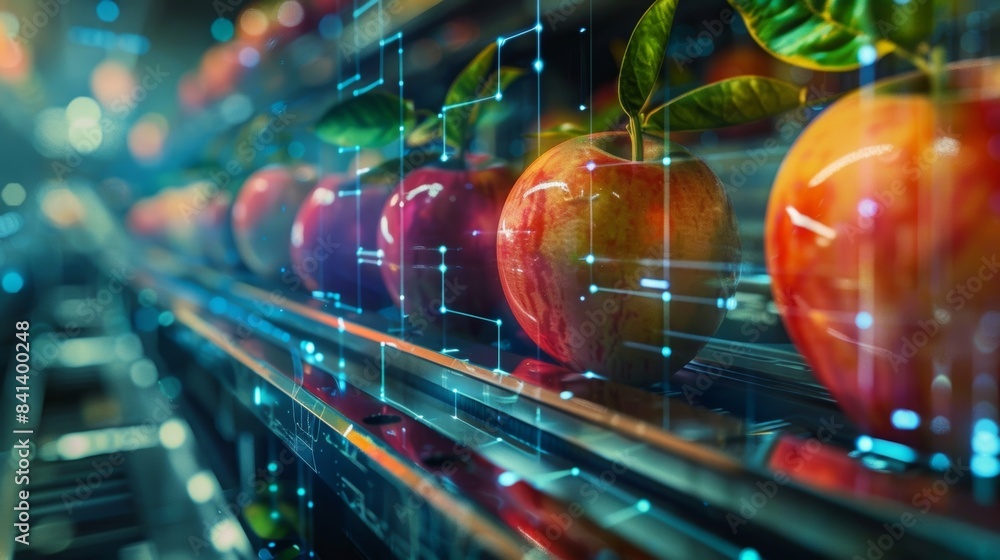 Aufkleber stored images of fruits are used to train the ai technology in the automated sorter for seamless and