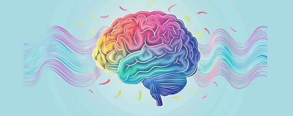 Fototapeta premium Create an illustration of a brain with a rainbow of colors representing different types of intelligence.