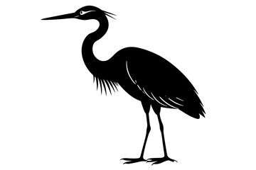 black heron vector silhouette illustration