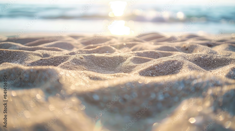 Poster sand pattern on a beach in summer with shallow dof captured closely