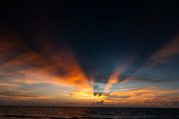 Panorama of the sky with beautiful colored whimsical clouds