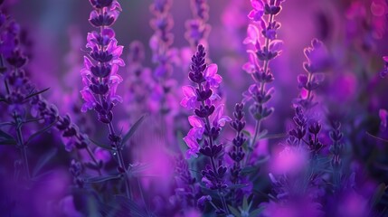 Obraz premium Purple Flowers in a Field