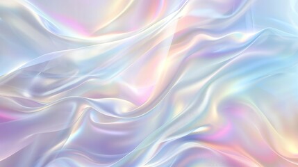 Obraz premium soft satin wave, light effect, holographic colors, texture with smooth flowing patterns, background design, fashion and digital art , shiny surface
