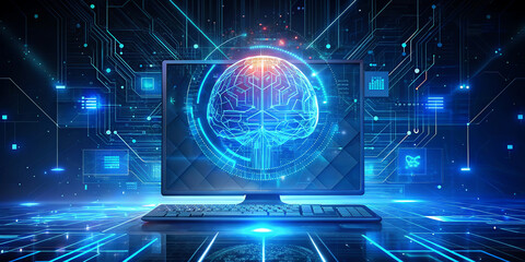 head with binary code background