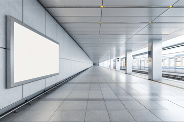 Billboard/poster mock up on the wall in the subway/airport