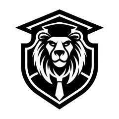 a minimalist Education Logo vector art illustration with a Graduation tiger icon