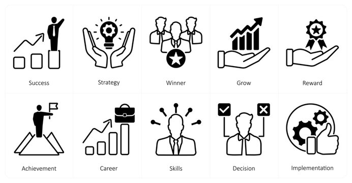 A set of 10 mix icons as success, strategy, winner