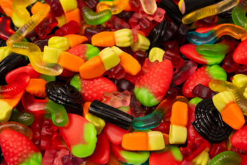 Assorted colorful gummy candies. Jelly  sweets.