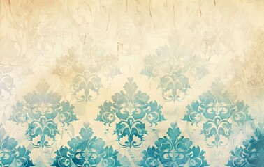 Obraz premium This beautiful paper wallpaper is embossed with a classic floral ornament in light golden beige and white.