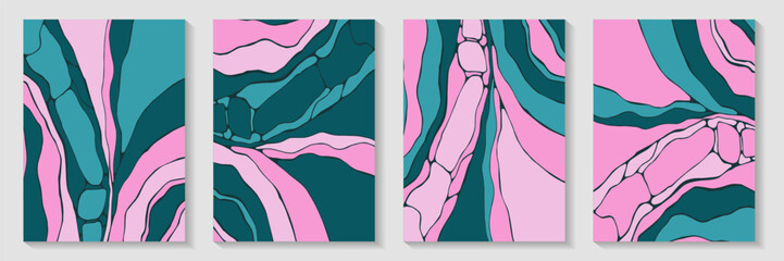 Imperfect stone pattern background design vector set. Trendy brochures. Flow splash booklet front