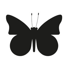 Black silhouette of a butterfly on an isolated background.Vector illustration.