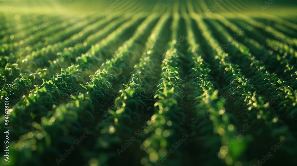 Poster an aerial view of a field with perfectly planted crops all thanks to the precision and accuracy of s