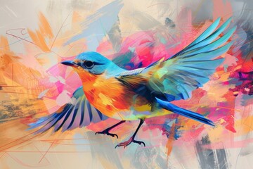 Fototapeta premium Captivating Colorful abstract bird. Color parrot. Generate Ai