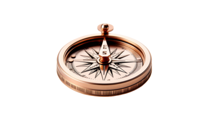 Antique Brass Compass With Engraved Star Design