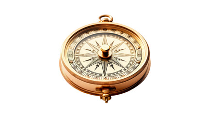 Antique Brass Compass With Star-Shaped Compass Rose