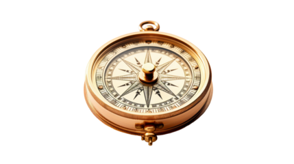 Antique Brass Compass With Star-Shaped Compass Rose