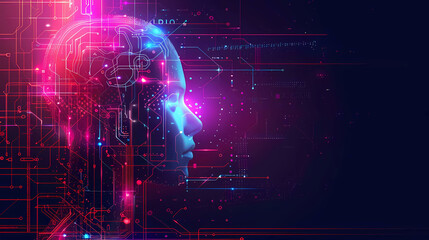 Fototapeta premium Technology AI abstract digital futuristic circuit, Cyber science tech, Innovation communication illustration.