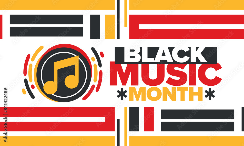 Wall mural Black Music Month in June. African-American Music Appreciation Month. Celebrated annual in United States. Music concept. Poster, card, banner and background. Vector illustration - Wall murals