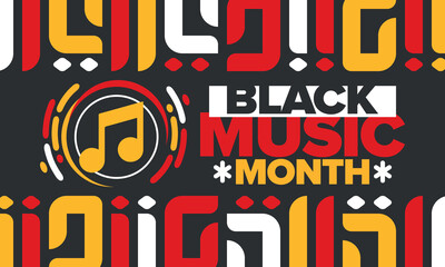 Fototapeta premium Black Music Month in June. African-American Music Appreciation Month. Celebrated annual in United States. Music concept. Poster, card, banner and background. Vector illustration