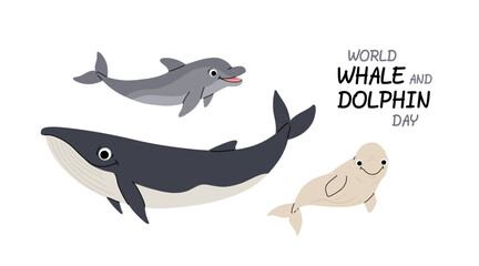 world whale and dolphins day design template for celebration. international awareness day of whale and dolphins vector template. whale vector design. © tanyabosyk