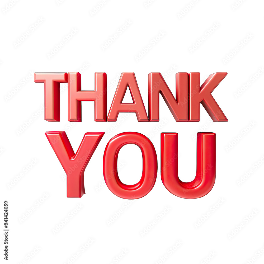 Poster a simple image of the words thank you rendered in red 3d text against a white background. generative