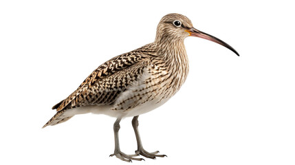 Eurasian Curlew Standing On White Background