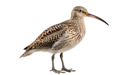 Eurasian Curlew Standing On White Background