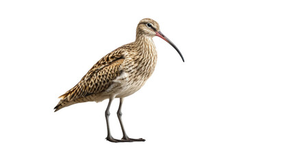 Obraz premium Eurasian Curlew Bird Standing on White Background