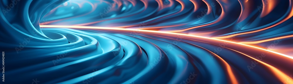 Poster dynamic neon swirls create futuristic backdrop for product display