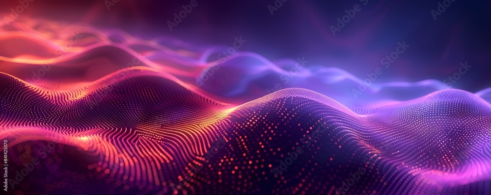 Poster neon fractal patterns in dark background for creative product presentations