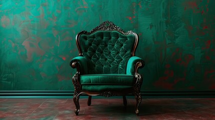 Green velvet chair.. Generative AI