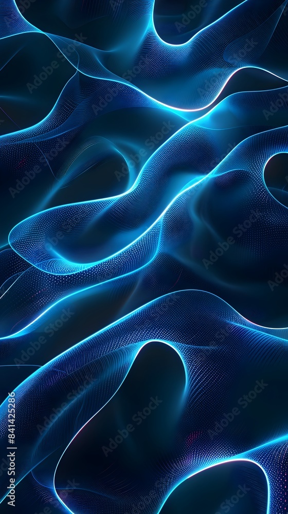 Poster vibrant neon cyan waves on futuristic abstract background for display