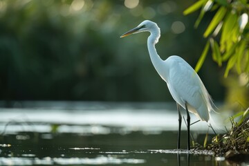 Obraz premium Feathered Bird heron closeup beak. Eye fishing. Generate Ai