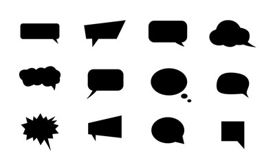 Call out bubble or callout speech balloon set of twelve in black color. Vector speech clouds chat bubble icon. Vector illustration