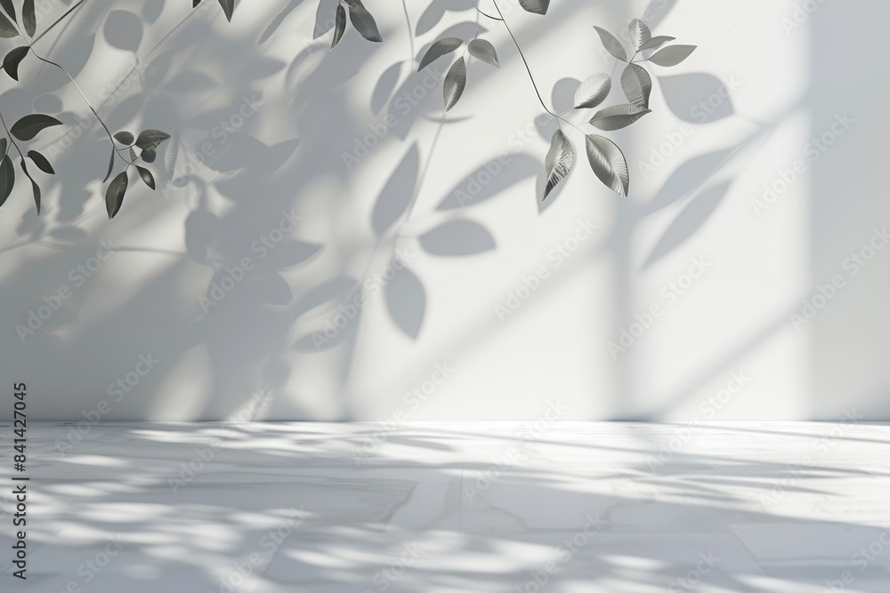Poster image of a light background showing a plant with a slight shadow for presenting various products.