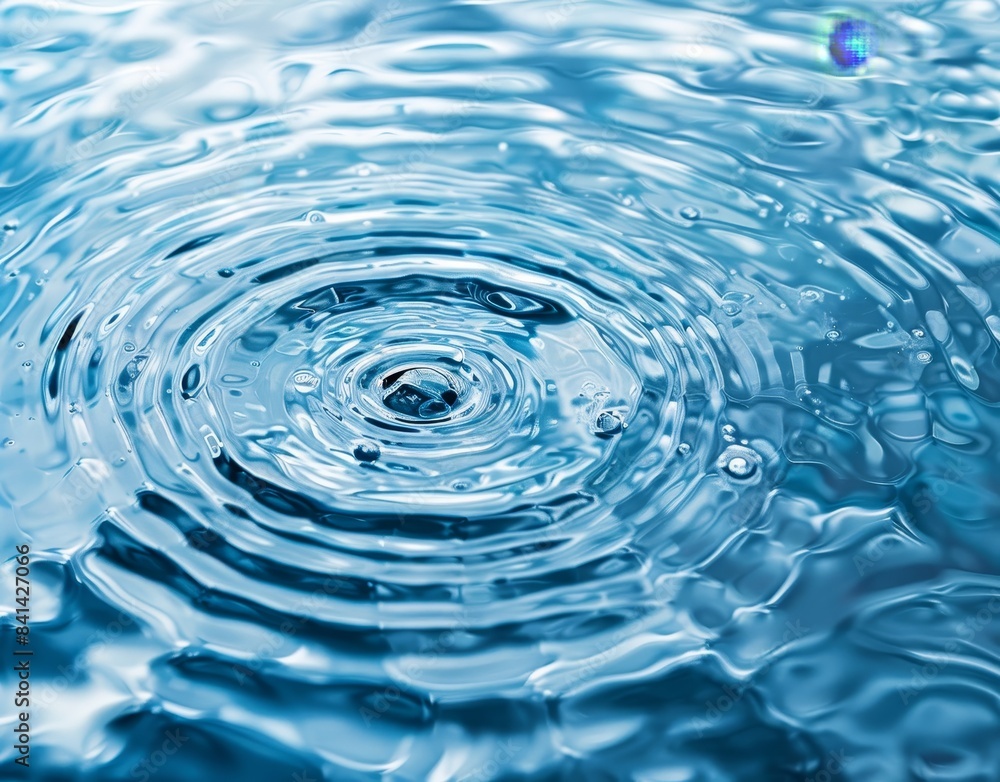 Poster original light blue background image featuring chaotic circular waves and a play of light and shadow
