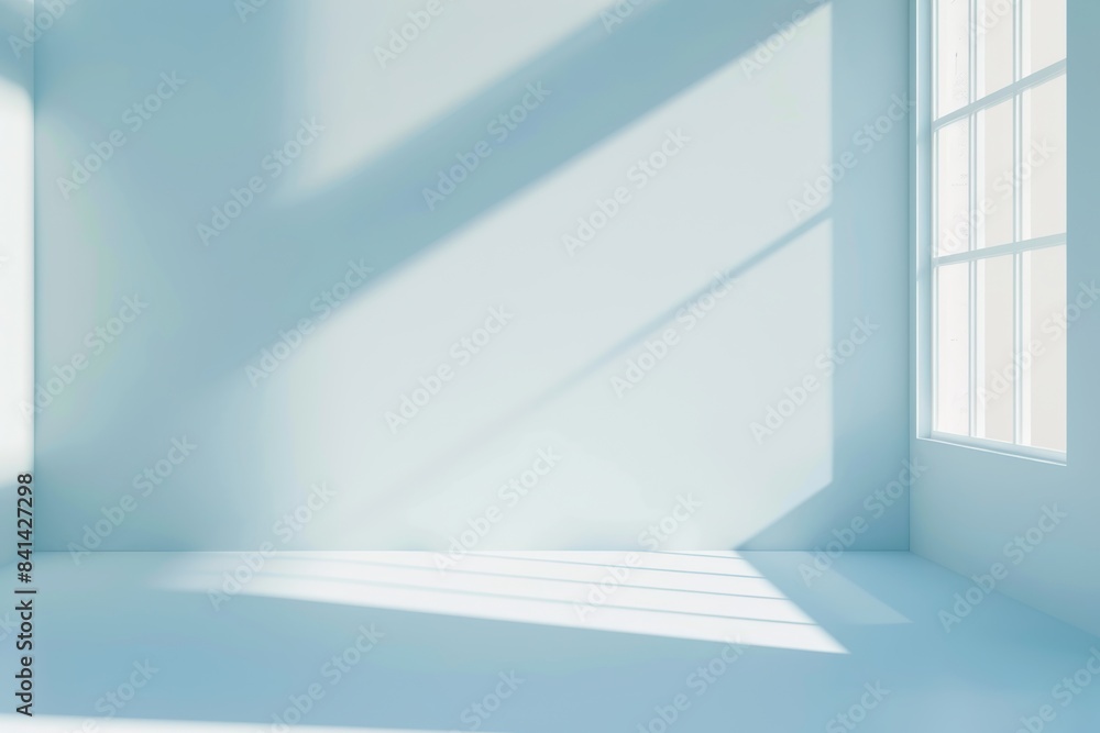 Poster a minimalist geometric background image with gray and light blue tones, along with light and shadows
