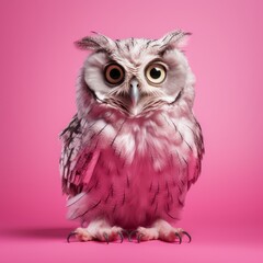 Obraz premium A white owl with large, round eyes stares directly at the camera