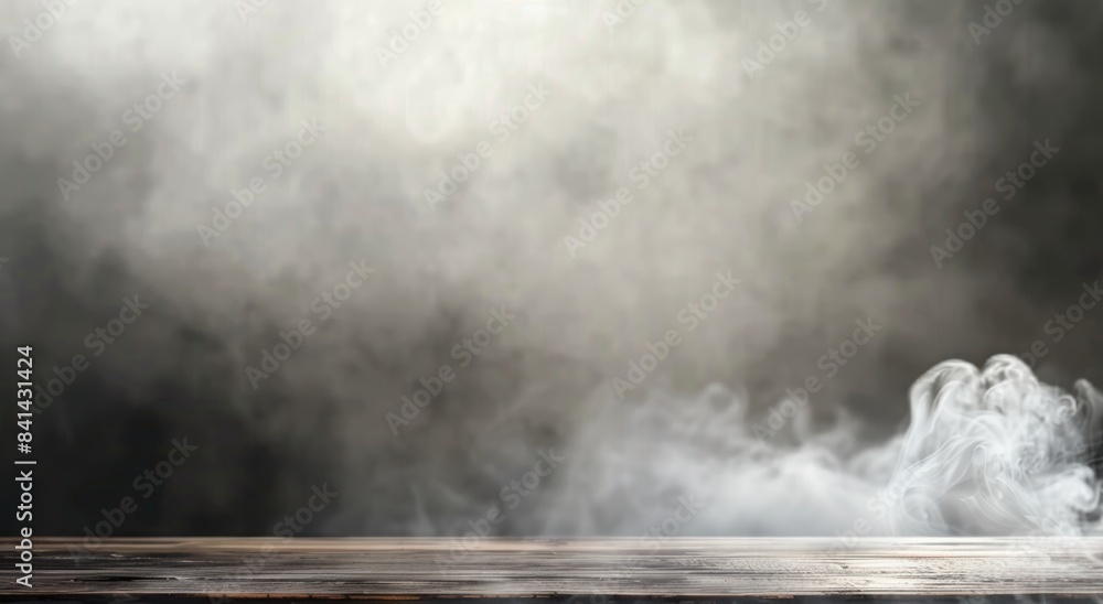 Poster a dark, empty background with smoke or fog on the floor. an ai-generated image.