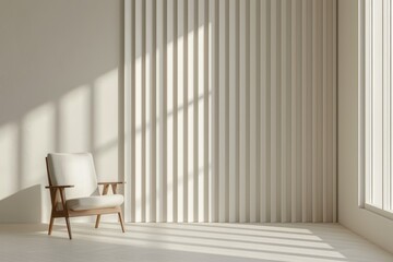 Fototapeta premium AI-generated gray armchair near textured snena.