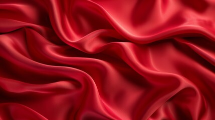 Obraz premium This is a beautiful bright background with red scarlet satin fabric drapery. It was generated using artificial intelligence.