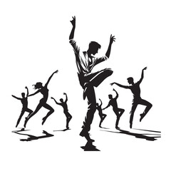 Man Dancing poses - Silhouette of man dancing stlye vector 