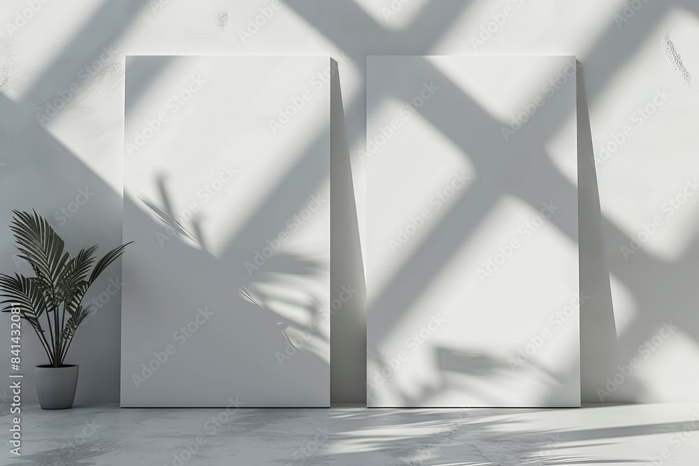 Poster this is a beautiful light background mockup with a decorative white panel with hidden lighting. it i