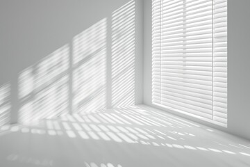 Obraz premium It is a light empty wall in a room with a perspective. This is a minimalist interior background that has been derived from AI.