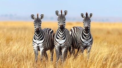Zebra. Wild animals on the grasslands. Generative Ai