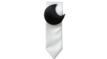 White Tie With Black Crescent Moon Design