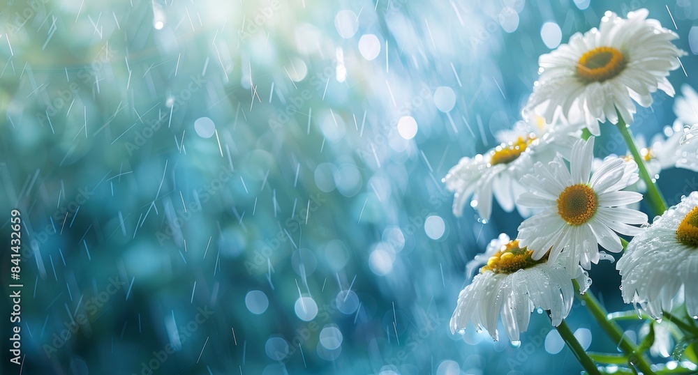 Poster flowers in nature with bokeh and soft focus. summer spring background. ai generated.