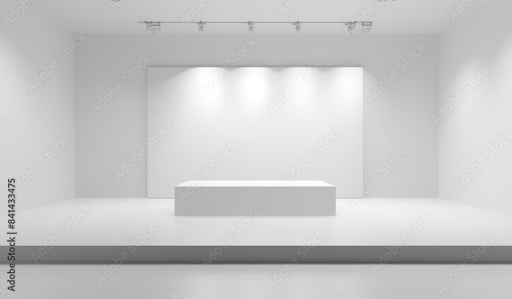 Poster a grey blue abstract background with built-in lighting for presenting products.